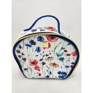 Christian Lacroix Vanity Cosmetic Bag Cream Floral Pattern Round Travel Holiday